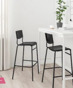 IKEA STIG Bar Stool with Backrest, Black, 74 cm