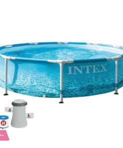 Intex Beachside Metal Frame Round Above Ground Pool with Pump 10ft x 30 Inch - 28208