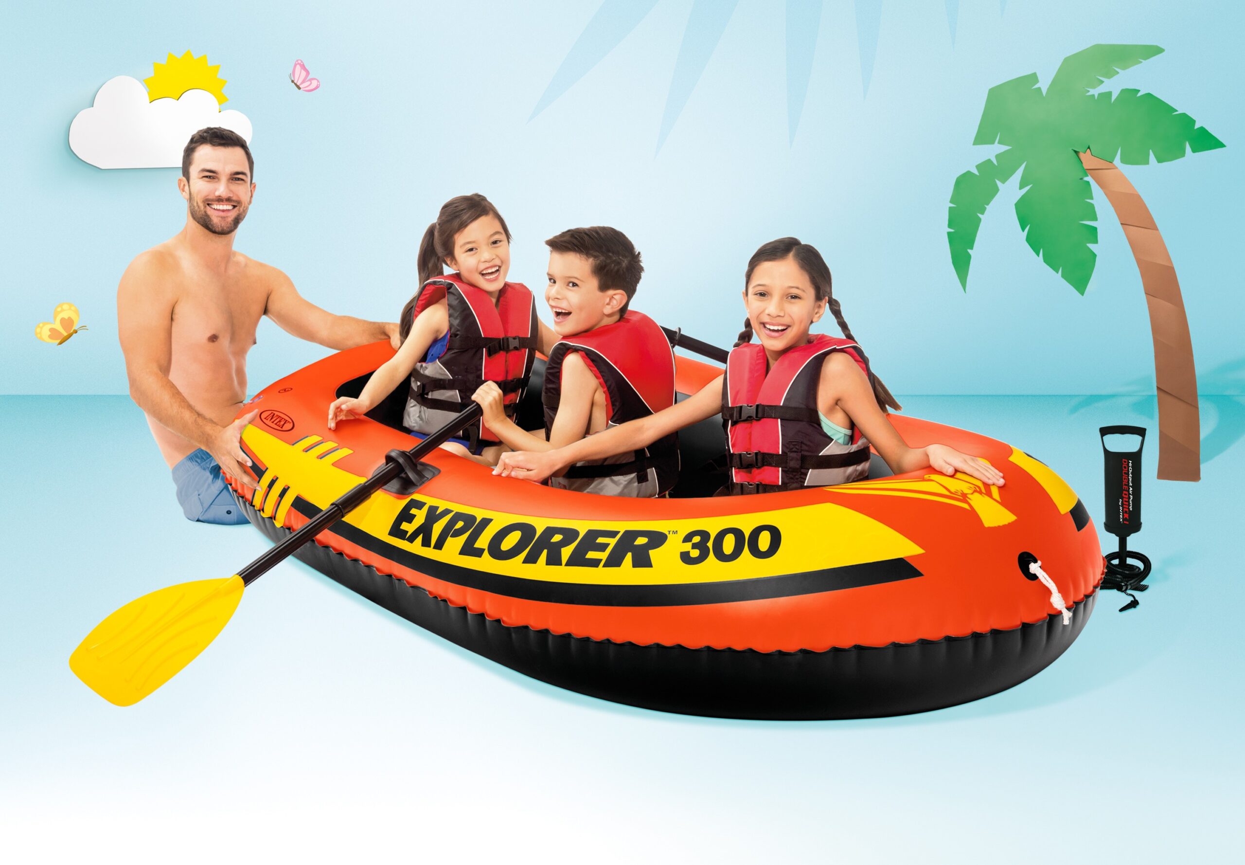 Explora 300 Raft Intex Explorer 300 Compact Inflatable Three Person Raft Boat - 58332 in ...