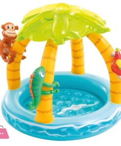 INTEX Inflatable Tropical Island Pool with Padded Floor and Parasol 102x86 cm - 58417
