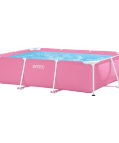 INTEX Metal Frame Above Ground Rectangular Swimming Pool Pink 7Ft x 5Ft x 24Inch - 28266