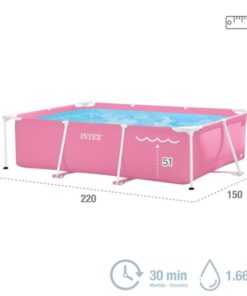 Intex Metal Frame Above Ground Rectangular Swimming Pool Pink 7Ft X 5Ft X 24Inch - 28266 - Image 4