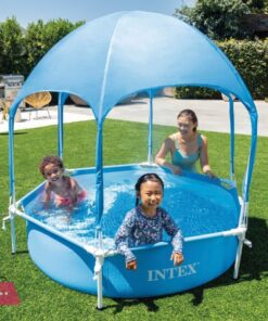 INTEX Metal Frame Above Ground Swimming Pool With Canopy Built-in Sprayer 6fF x 15In - 28209