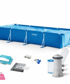 INTEX Small Frame Rectangular Pool 14.7' x 7.2' x 33 inch With Water Filter Pump  - 28274