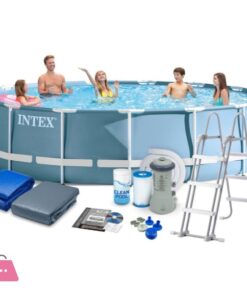 Intex Prism Frame Above Ground Swimming Pool with Filter Pump and Accessories - 15ft x 42 Inch - 26724