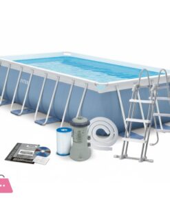 INTEX Prism Frame Pool Rectangular With Filter Pump & Ladder 13ft x 6.5ft x 39Inch - 26788