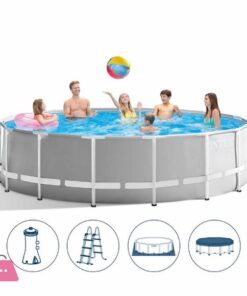 INTEX Prism Frame Pool With Water Filter Pump Ladder Pool Cover & Ground Cloth - 15Feet x 48Inch - 26726