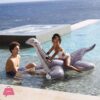 Intex Ride-On Realistic Design Brontosaurus Inflatable Float  Wide Base For Stability, Gripping Handles 70 X 37 Inch -  57584