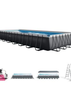 INTEX Ultra XTR Rectangular Pool Set with Sand Filter Pump Ladder & Ground Cloth Pool Cover 32ft X 16ft X 52in - 26374
