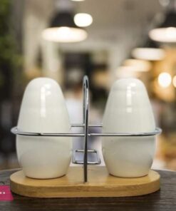 Salt and Pepper Shaker With Bamboo Base