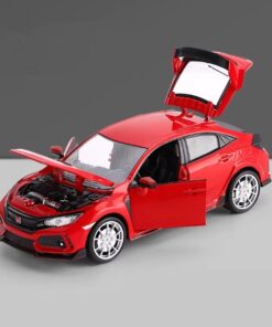 1:24 Honda Civic Type R Alloy Sports Car Model Diecast Toy Racing Car Model Sound And Light - Image 9