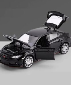 1:24 Honda Civic Type R Alloy Sports Car Model Diecast Toy Racing Car Model Sound And Light - Image 8