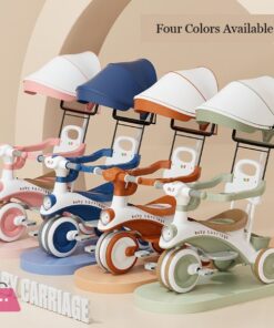 3-Wheel Music Tricycle for Kids Baby Pedal Trike with 4-in-1 Function Made of Durable Plastic