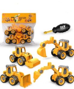 4 In 1 Construction Vehicles Truck Toys Set Take Apart Educational Portable Engineering Tool  Toys Playset For Kids