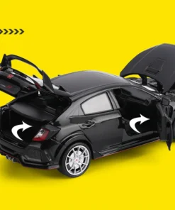 1:24 Honda Civic Type R Alloy Sports Car Model Diecast Toy Racing Car Model Sound And Light - Image 4
