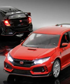 1:24 Honda Civic Type R Alloy Sports Car Model Diecast Toy Racing Car Model Sound And Light - Image 3