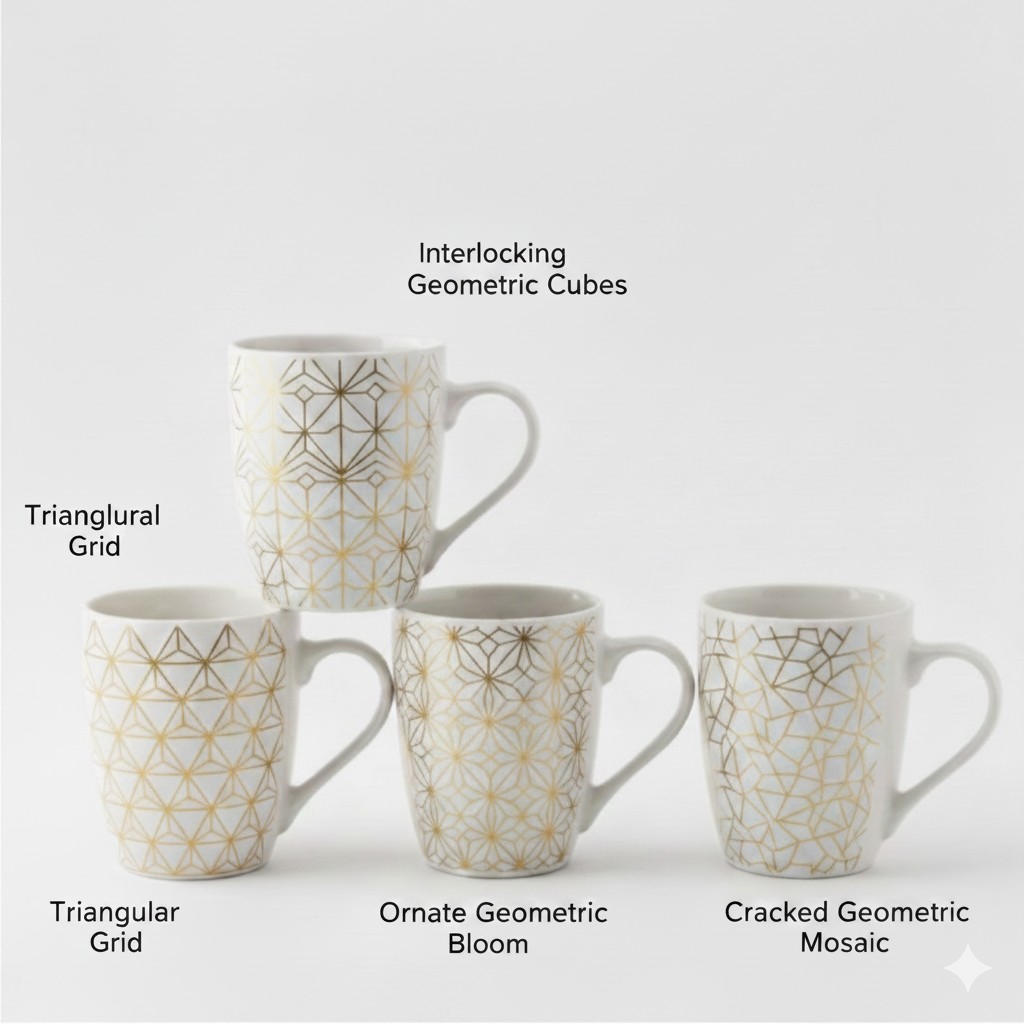 Geometric Porcelain Mug - 1 Pcs