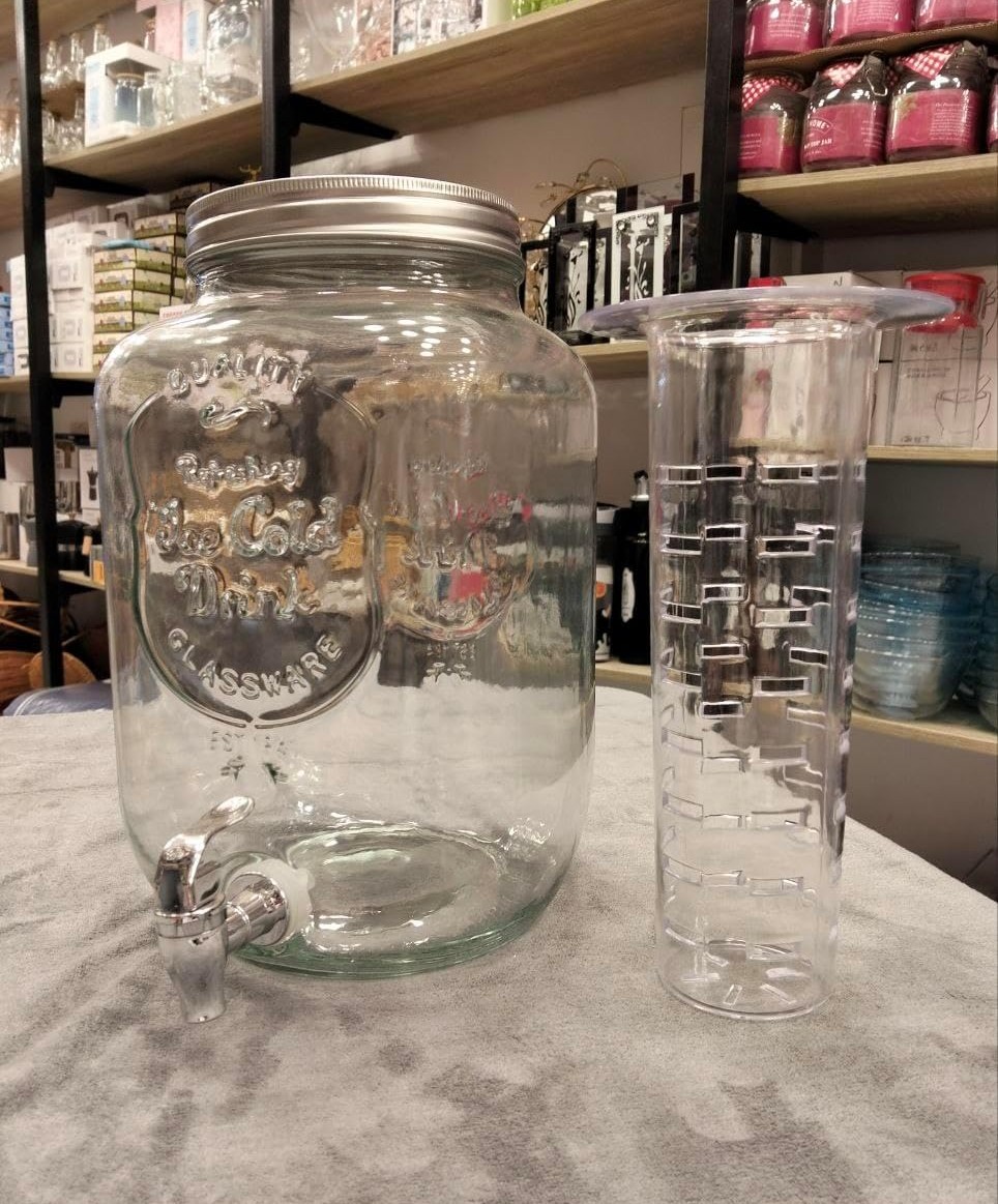 glass-beverage-dispenser-5pcs-set-8-litre-drink-server-with-4-mason-jar-520ml