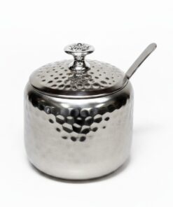 Hammered Design Steel Sugar Bowl With Lid &Amp; Spoon 8 Hammered Design Steel Sugar Bowl With Lid &Amp; Spoon - Image 3