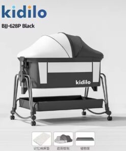 Kidilo Multifunctional Baby Crib Foldable Metal Cradle Bed with Canopy - BJJ-628