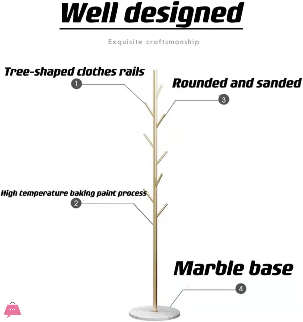 Metal Coat Rack Bracket Finish Stable Marble Round Base With High-End Hooks Freestanding Metal Tree Easy To Assemble (Gold Stainless Steel) 16 Metal-Coat-Rack-Bracket-Finish-Stable-Marble-Round-Base-With-High-End-Hooks-Freestanding-Metal-Tree-Easy-To-Assemble-(Gold-Stainless-Steel)