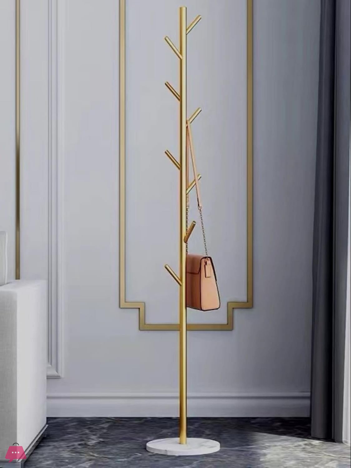 Metal Coat Rack Bracket Finish Stable Marble Round Base With High-End Hooks Freestanding Metal Tree Easy To Assemble (Gold Stainless Steel) 18 Metal-Coat-Rack-Bracket-Finish-Stable-Marble-Round-Base-With-High-End-Hooks-Freestanding-Metal-Tree-Easy-To-Assemble-(Gold-Stainless-Steel)