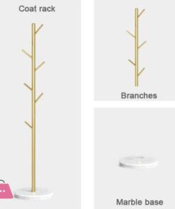 Metal Coat Rack Bracket Finish Stable Marble Round Base With High-End Hooks Freestanding Metal Tree Easy To Assemble (Gold Stainless Steel) 14 Metal Coat Rack Bracket Finish Stable Marble Round Base With High-End Hooks Freestanding Metal Tree Easy To Assemble (Gold Stainless Steel) - Image 2
