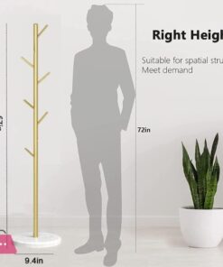 Metal Coat Rack Bracket Finish Stable Marble Round Base With High-End Hooks Freestanding Metal Tree Easy To Assemble (Gold Stainless Steel) 15 Metal Coat Rack Bracket Finish Stable Marble Round Base With High-End Hooks Freestanding Metal Tree Easy To Assemble (Gold Stainless Steel) - Image 3
