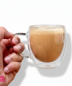 Premium Espresso Cups - Double Wall Insulated Mugs Handle - Heat Resistant Glass 150ML