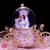 Cinderella Pumpkin Carriage Glowing Snow Couple Crystal Ball Music Box