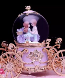 Cinderella Pumpkin Carriage Glowing Snow Couple Crystal Ball Music Box