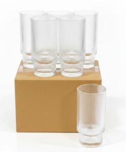 Ribbed Cocktail Glasses Set Of 6 Tall Glasses 7 Ribbed Cocktail Glasses Set Of 6 Tall Glasses - Image 3