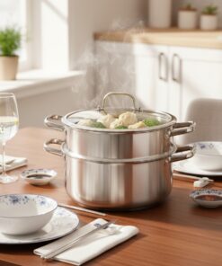 Stainless Steel Honeycomb Laser Coated 2-Layer Steamer Pot