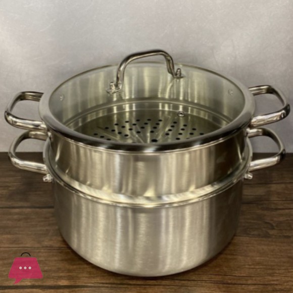 Stainless Steel Honeycomb Laser Coated 2-Layer Steamer Pot
