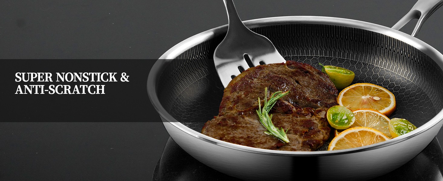 stainless-steel-honeycomb-laser-coated-non-stick-frying-pan-with-lid-induction-safe