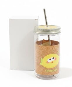 Reusable Drinking Jar with Steel Lid and Straw