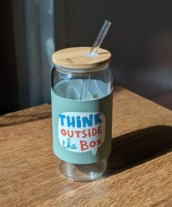Tall Glass In All Its Glory 450Ml Can Glass With Lid &Amp; Straw Leather Sleeve Cup 8 Tall Glass In All Its Glory 450Ml Can Glass With Lid &Amp; Straw Leather Sleeve Cup - Image 2