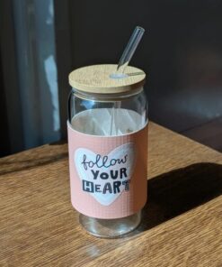 Tall Glass In All Its Glory 450Ml Can Glass With Lid &Amp; Straw Leather Sleeve Cup 10 Tall Glass In All Its Glory 450Ml Can Glass With Lid &Amp; Straw Leather Sleeve Cup - Image 4