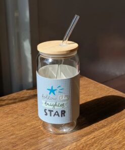 Tall Glass In All Its Glory 450Ml Can Glass With Lid &Amp; Straw Leather Sleeve Cup 11 Tall Glass In All Its Glory 450Ml Can Glass With Lid &Amp; Straw Leather Sleeve Cup - Image 5