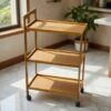 3-Tier Wooden Trolley With Wheels 5 3-Tier Wooden Trolley With Wheels