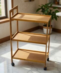 3-Tier Wooden Trolley with Wheels