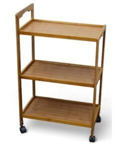 3-Tier Wooden Trolley With Wheels - Image 2