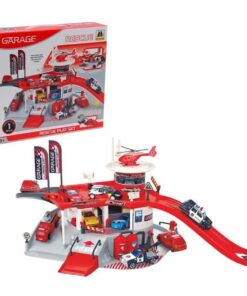 Fire Fighting Rescue Garage Station with Helipad Play Set