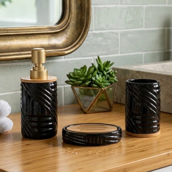 3-Piece Round Bathroom Accessories Set
