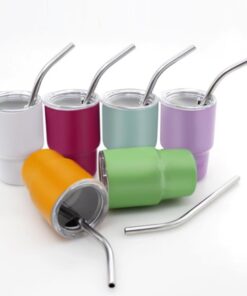 3oz Mini Tumbler Shot Glass Stainless Steel Mini Tumblers with Lids and Straws