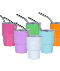 3Oz Mini Tumbler Shot Glass Stainless Steel Mini Tumblers With Lids And Straws - Image 2
