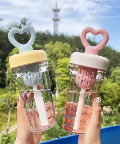 600Ml Summer Plastic Water Bottle With Straw For Hiking Sports - Image 2