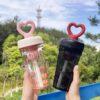 600Ml Summer Plastic Water Bottle With Straw For Hiking Sports