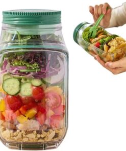 Side-Opening Salad Mason Jar, Leak-Proof Dressing Container