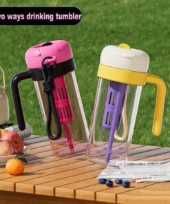 900Ml 30Oz Plastic Tumbler With Handle Straw Handgrip Two Drinking Way Bpa Free Water Bottles - Image 2